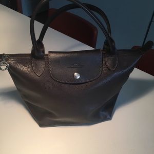 Longchamp leather mini le pliage hand bag